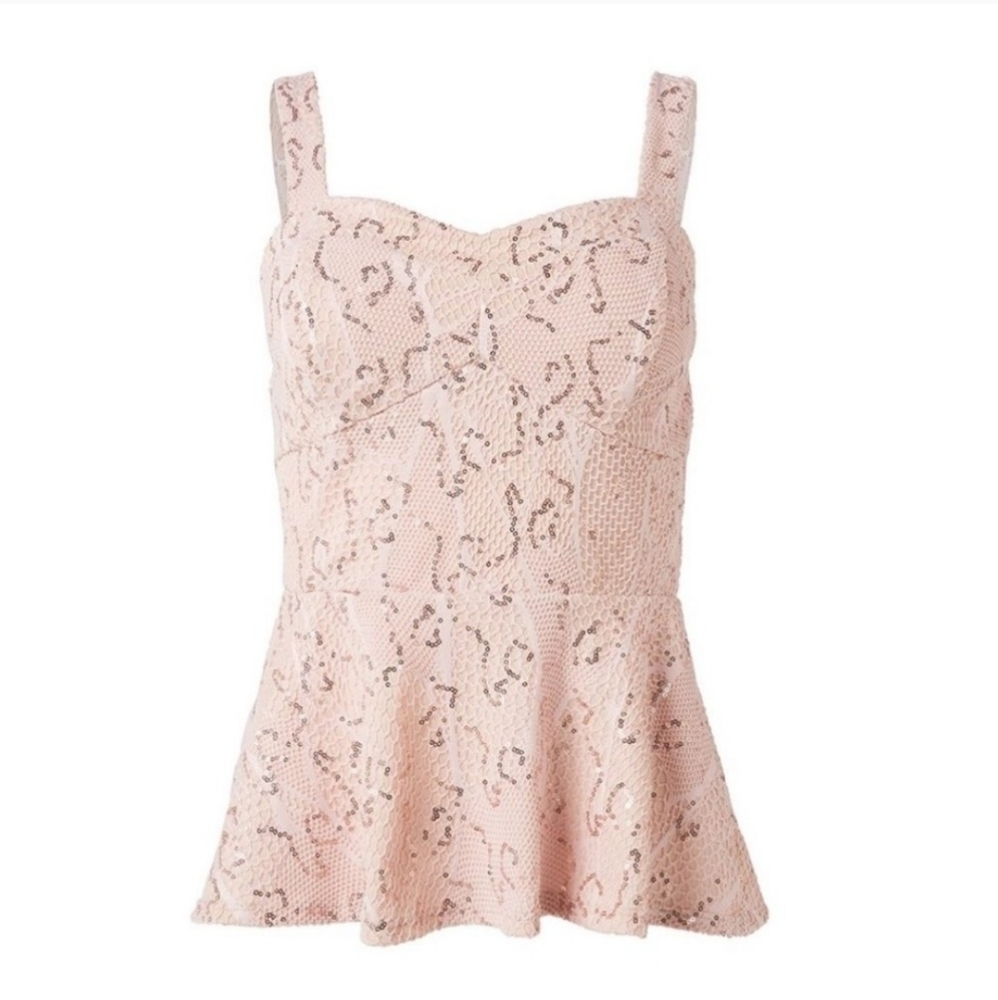NWOT Pink Venus Sequin Peplum Top